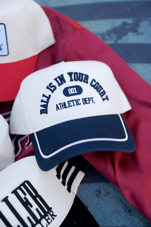 Ball is in your Court - Navy Vintage Trucker Hat by KenzKustomz, Southern lifestyle apparel main product photo