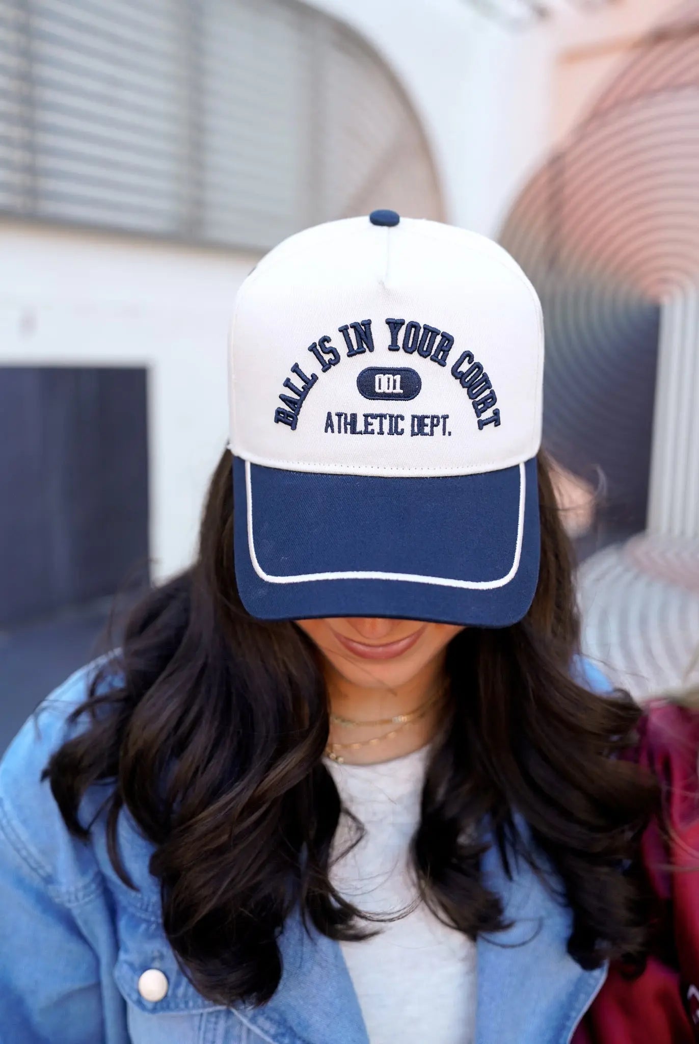 Ball is in your Court - Navy Vintage Trucker Hat by KenzKustomz, Southern lifestyle apparel detail photo 2