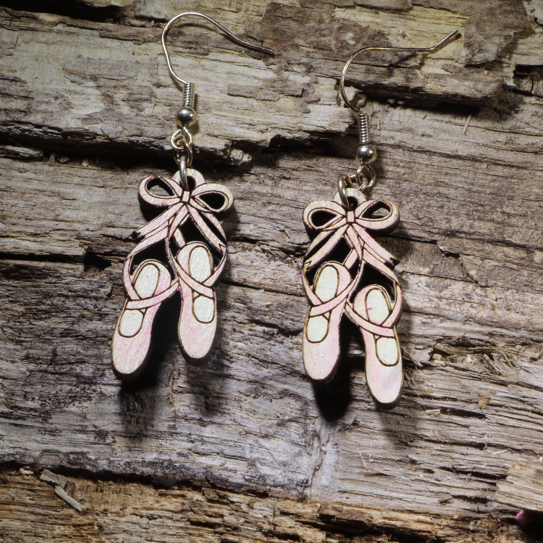 Ballet Shoes Wooden Dangle Earrings | Dance Ballet Jewelry
