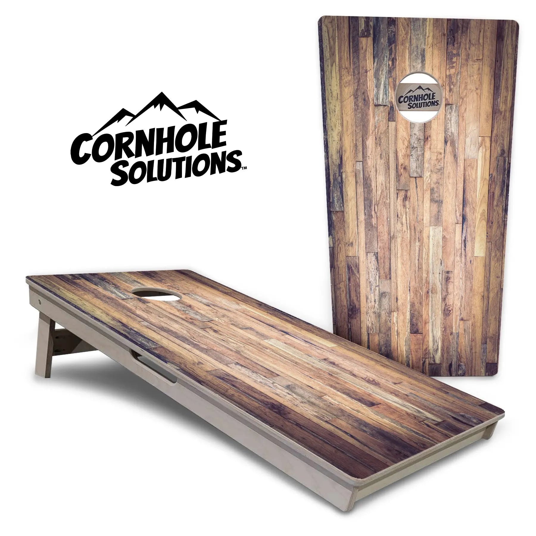 Barnwood Plank Cornhole Boards - Professional Tournament Series by Cornhole Solutions, custom cornhole board main product photo