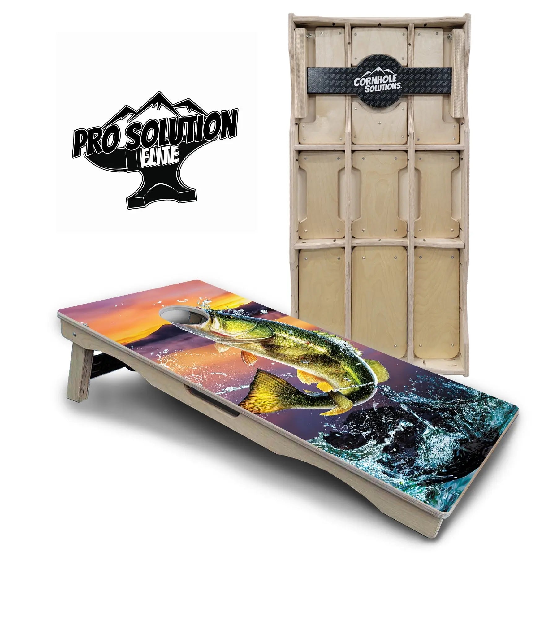 Bass Hole Cornhole Boards - Pro Solution Elite Series by Cornhole Solutions, custom cornhole board main product photo