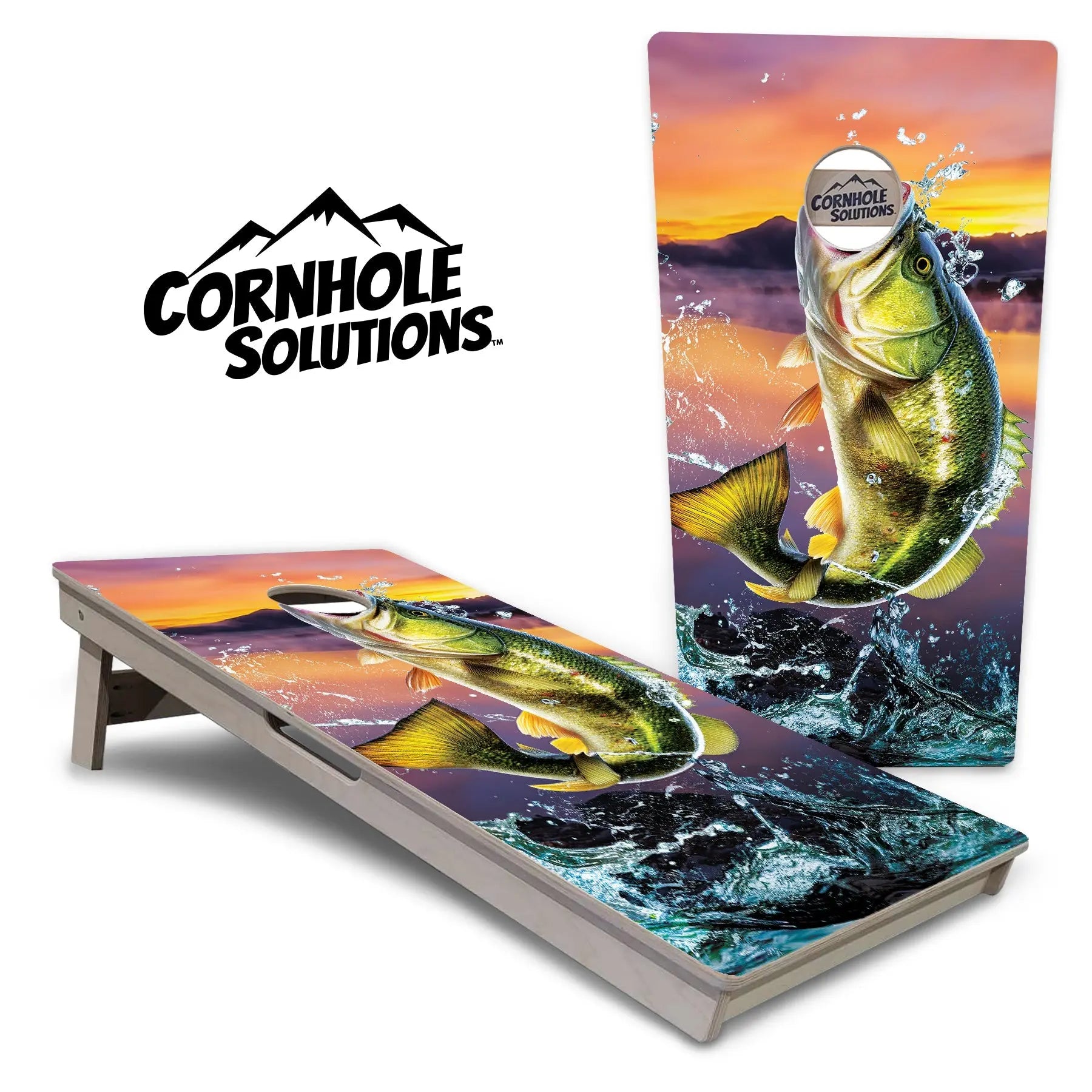 Bass Hole Cornhole Boards - Professional Tournament Series by Cornhole Solutions, custom cornhole board main product photo