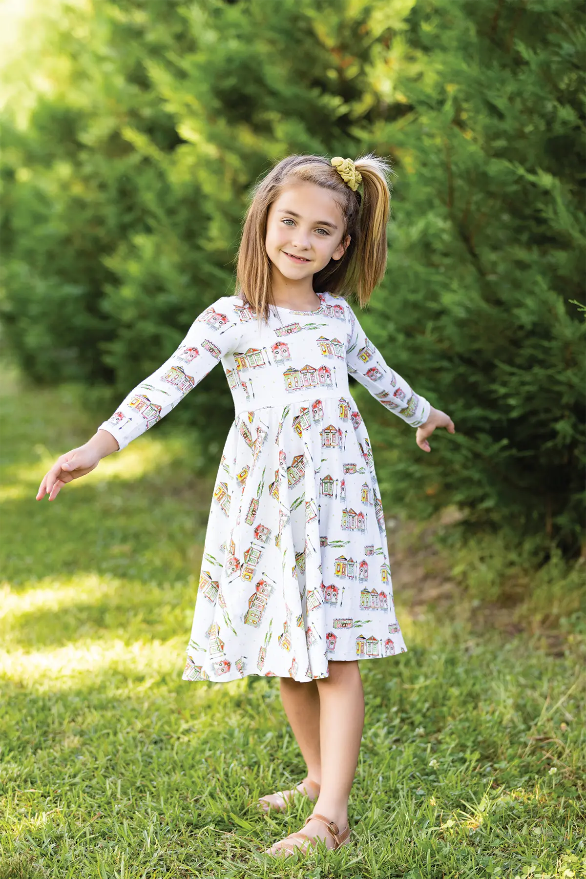 Bayou Wonderland Organic Cotton Christmas Dress for Kids by Nola Tawk, Southern lifestyle apparel detail photo 2