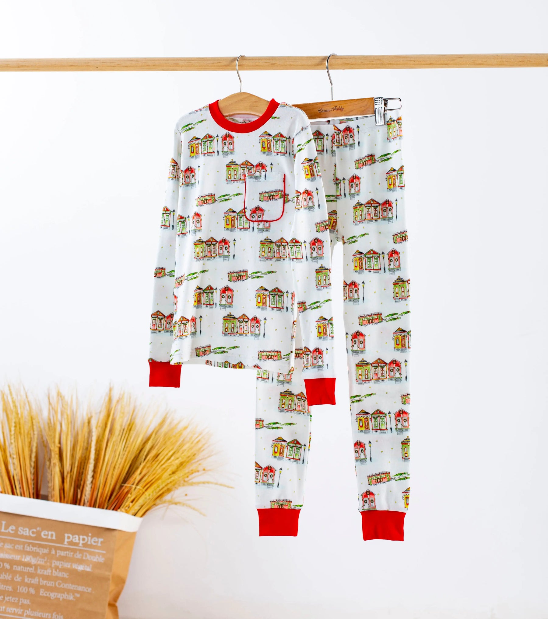 Bayou Wonderland Organic Cotton Christmas Kids Pajamas by Nola Tawk, Southern food gift main product photo