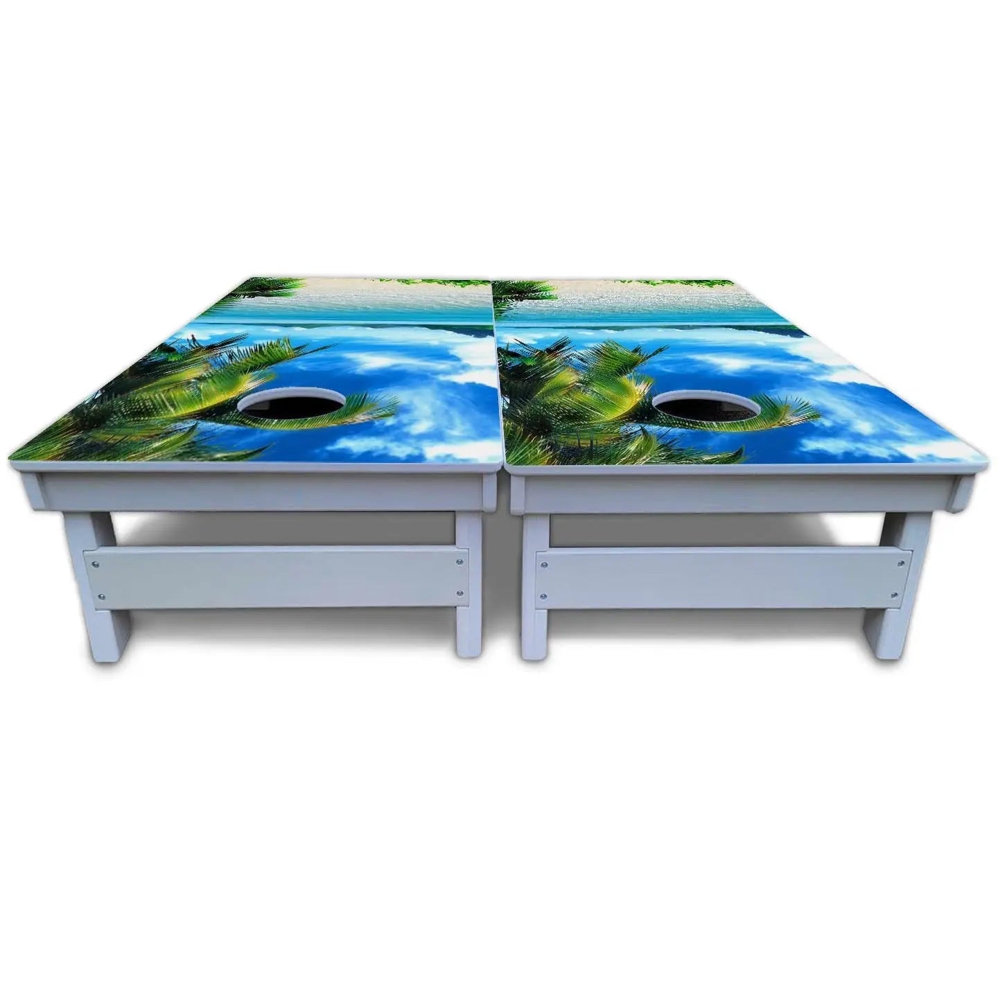 Beach Mountain Scene Cornhole Boards - All Weather Series by Cornhole Solutions, custom cornhole board detail photo 5