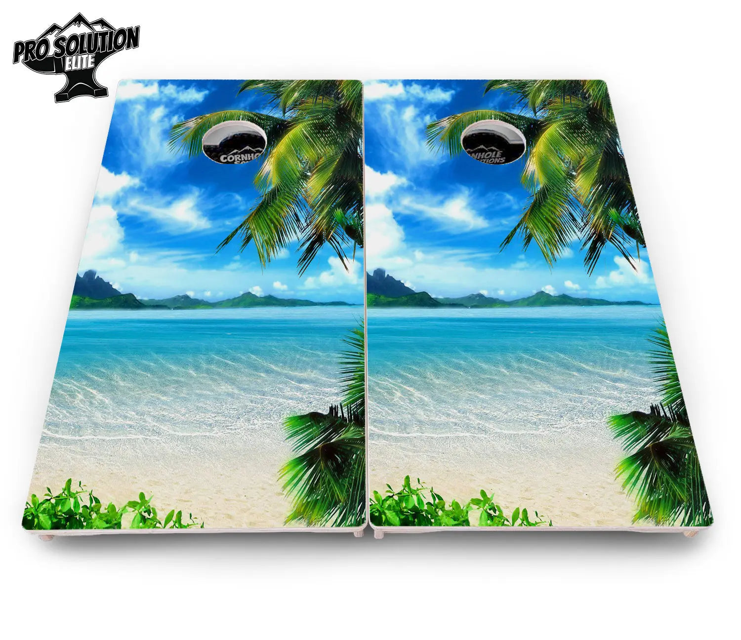 Beach Mountain Scene Cornhole Boards - Pro Solution Elite Series by Cornhole Solutions, custom cornhole board detail photo 4