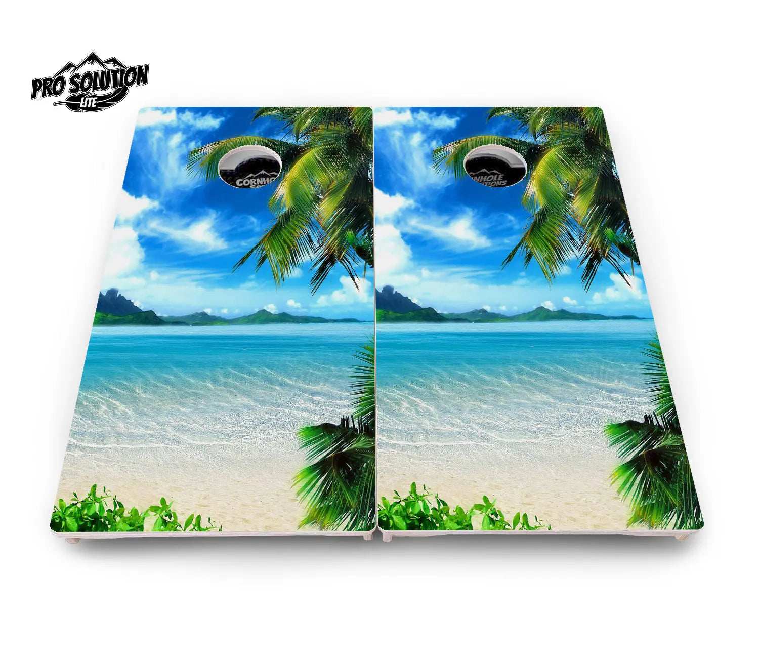 Beach Mountain Scene Cornhole Boards - Pro Solution Lite Series by Cornhole Solutions, custom cornhole board detail photo 3