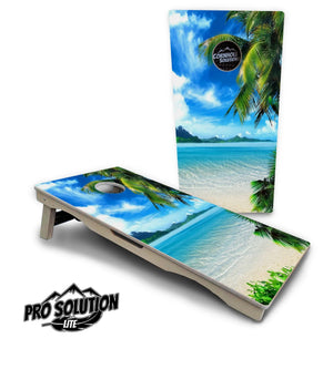 Beach Mountain Scene Cornhole Boards - Pro Solution Lite Series by Cornhole Solutions, custom cornhole board detail photo 4