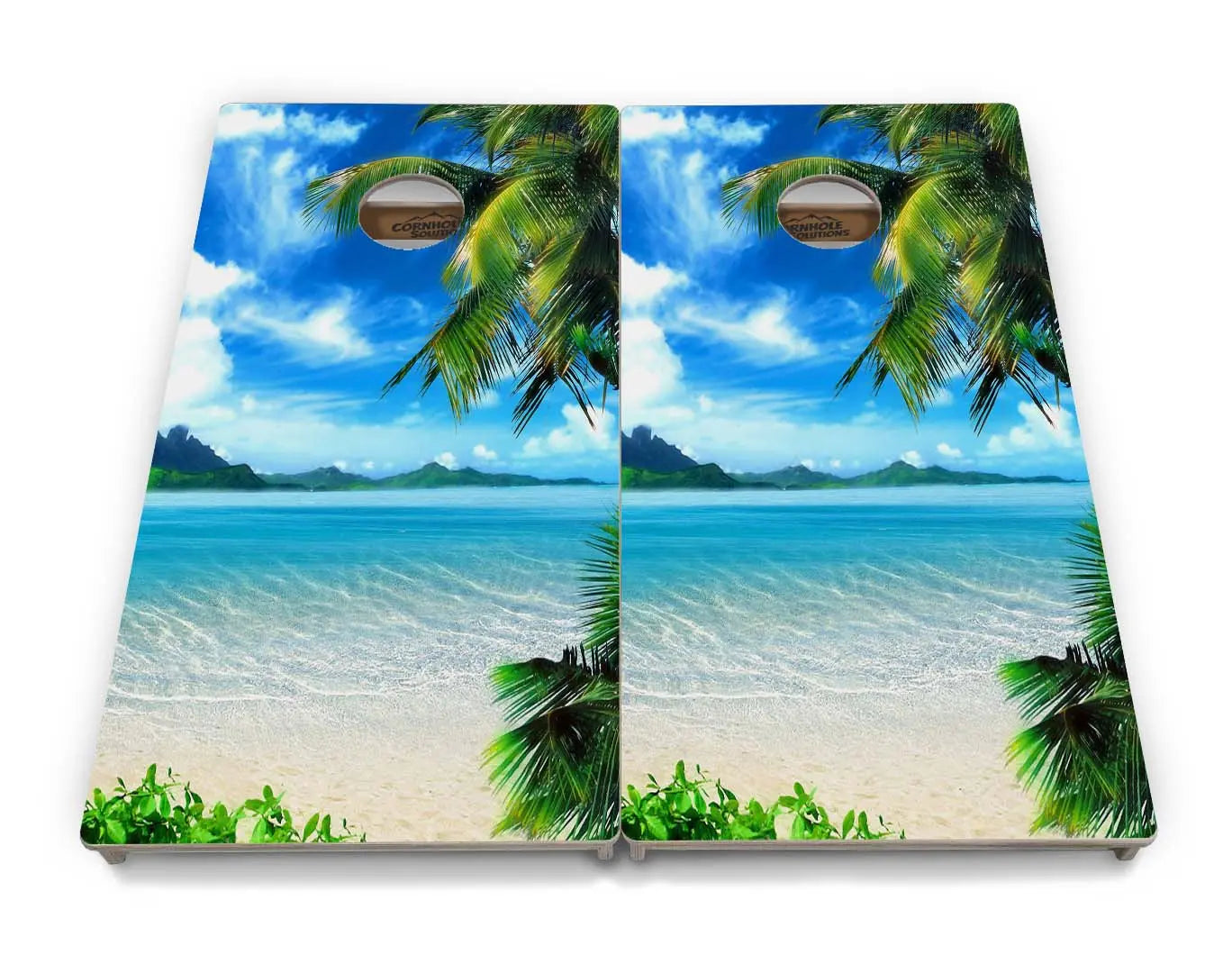 Beach Mountain Scene Cornhole Boards - Professional Tournament Series by Cornhole Solutions, custom cornhole board detail photo 3
