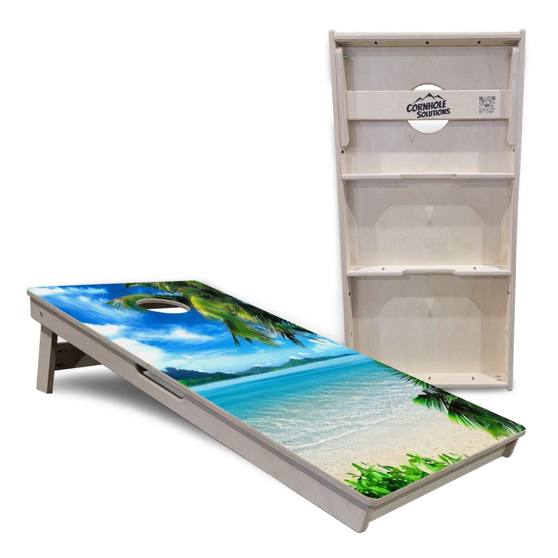Beach Mountain Scene Cornhole Boards - Professional Tournament Series by Cornhole Solutions, custom cornhole board detail photo 5