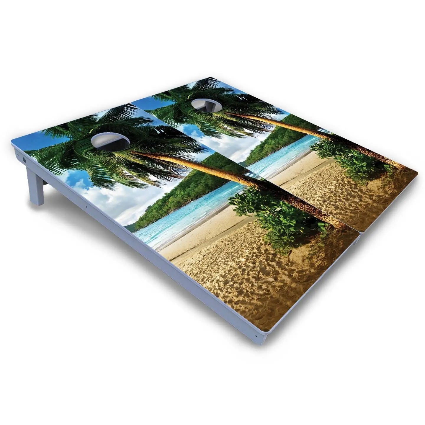Beach Scene Cornhole Boards - All Weather Series by Cornhole Solutions, custom cornhole board detail photo 3