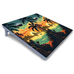 Beach Sunset Cornhole Boards - All Weather Series by Cornhole Solutions, custom cornhole board detail photo 3