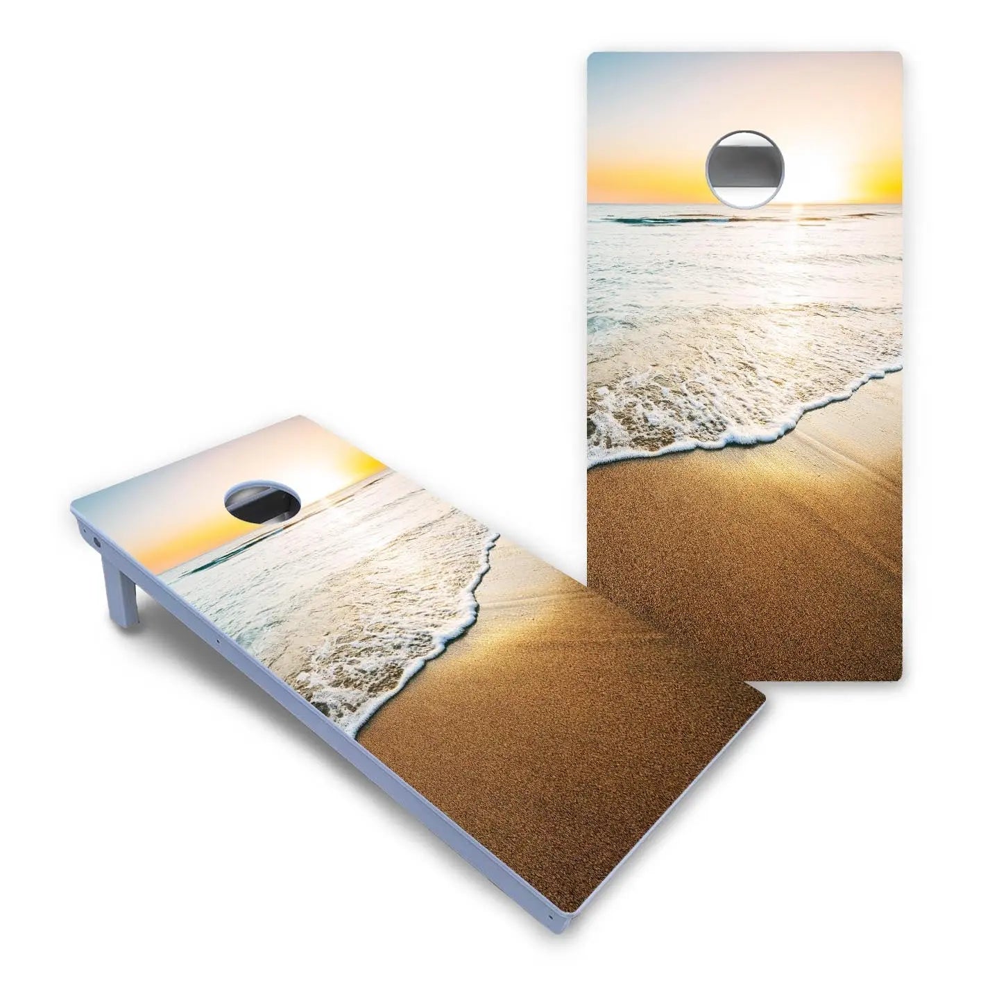 Beach Sunset Cornhole Boards - All Weather Series by Cornhole Solutions, custom cornhole board detail photo 2