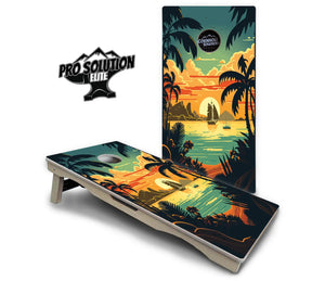 Beach Sunset Cornhole Boards - Pro Solution Elite Series by Cornhole Solutions, custom cornhole board detail photo 3