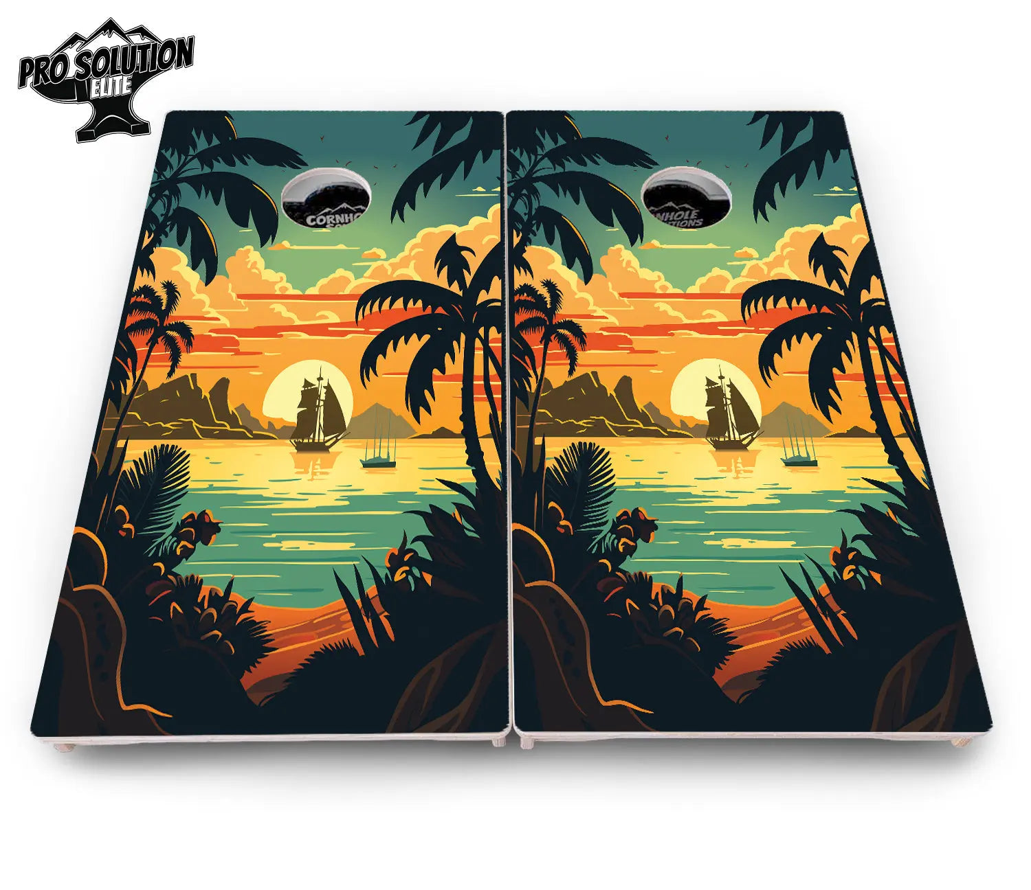 Beach Sunset Cornhole Boards - Pro Solution Elite Series by Cornhole Solutions, custom cornhole board detail photo 5