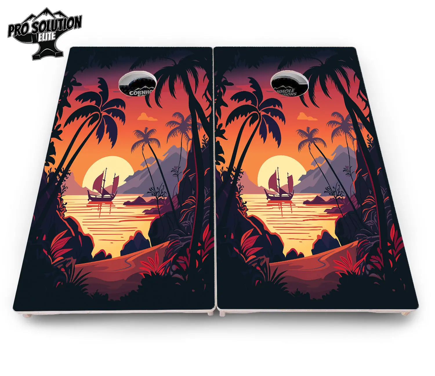 Beach Sunset Cornhole Boards - Pro Solution Elite Series by Cornhole Solutions, custom cornhole board detail photo 12