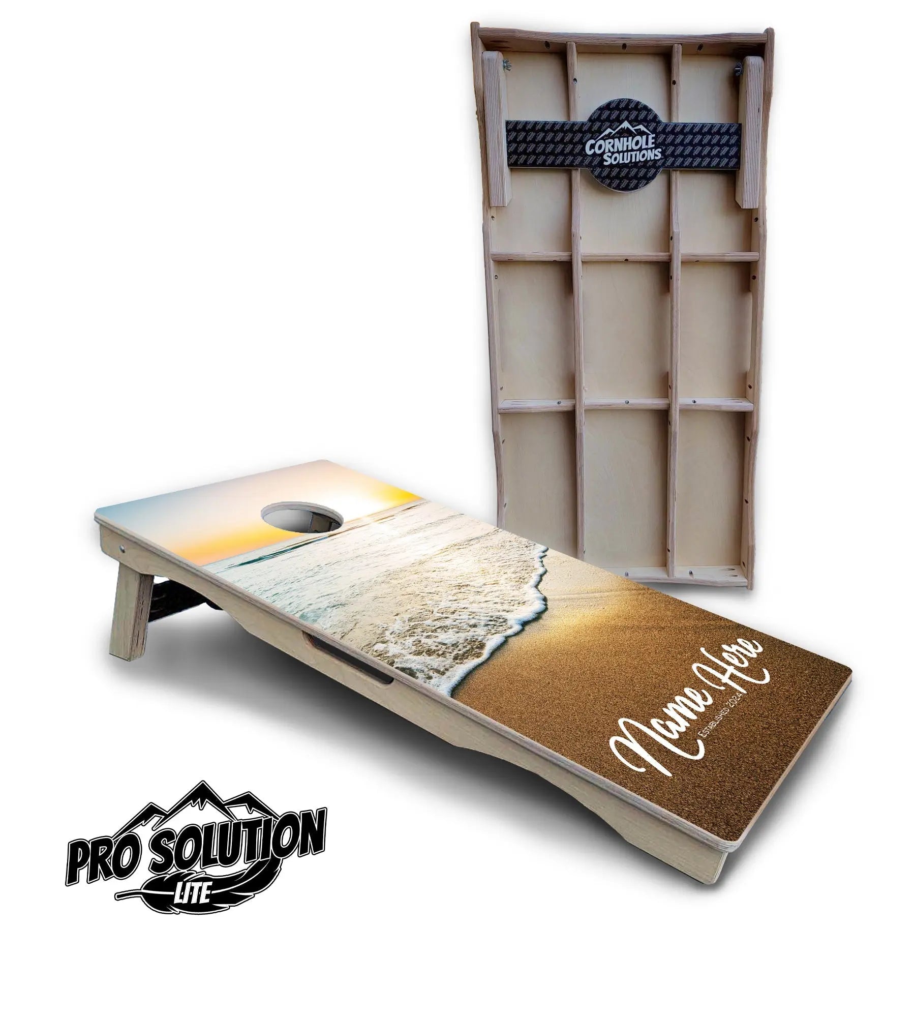 Beach Sunset Cornhole Boards - Pro Solution Lite Series by Cornhole Solutions, custom cornhole board detail photo 11