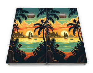 Beach Sunset Cornhole Boards - Professional Tournament Series by Cornhole Solutions, custom cornhole board detail photo 3