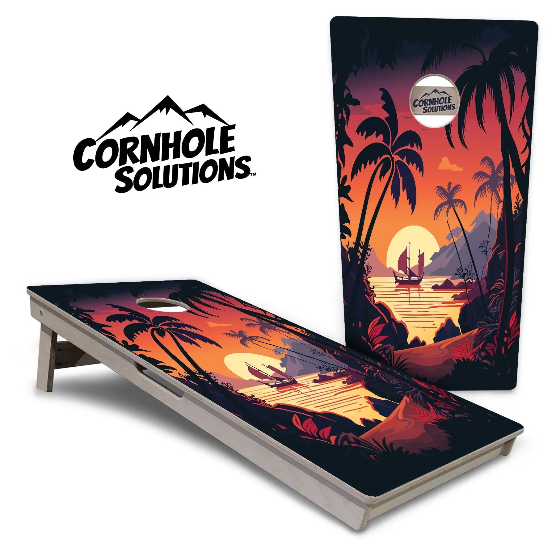 Beach Sunset Cornhole Boards - Professional Tournament Series by Cornhole Solutions, custom cornhole board detail photo 8