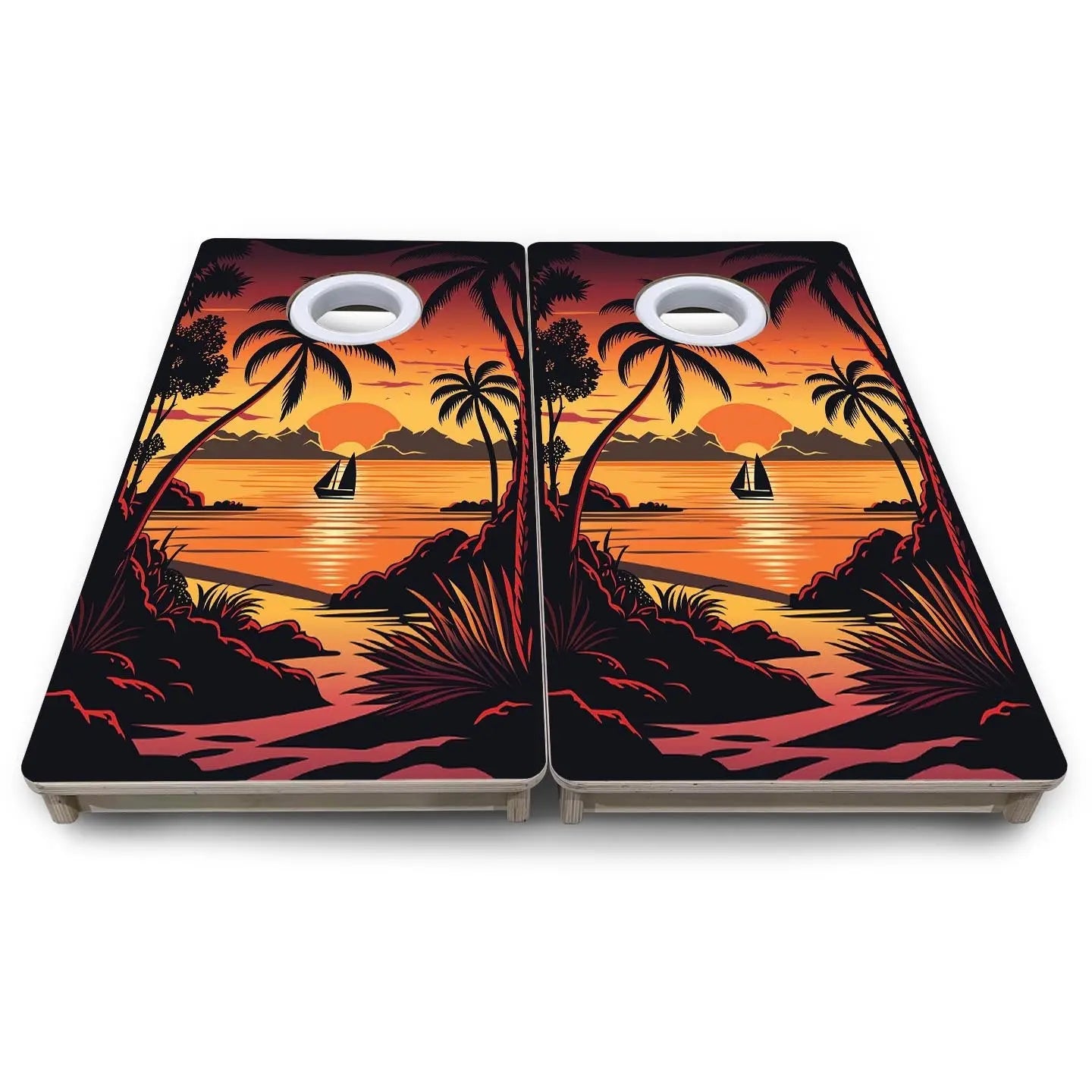Beach Sunset Design Options - Mini or Vacation Size Cornhole Boards by Cornhole Solutions, Southern home decor detail photo 15