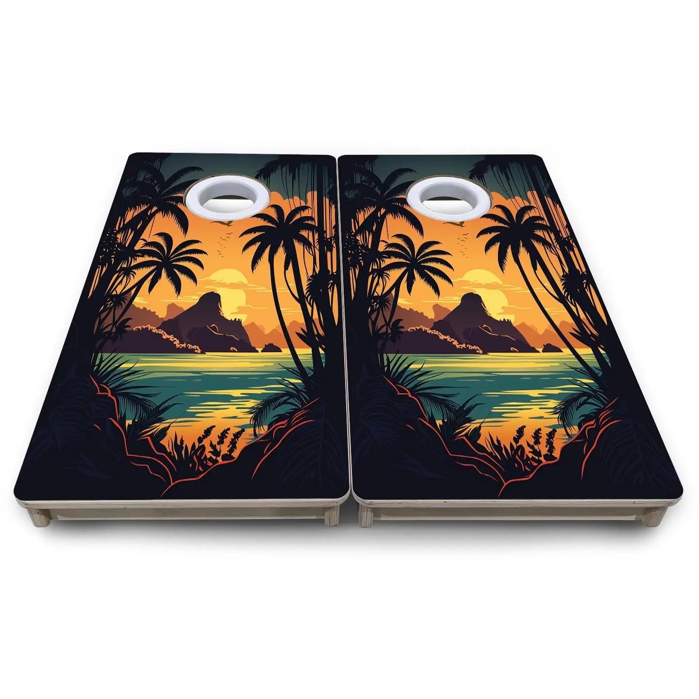 Beach Sunset Design Options - Mini or Vacation Size Cornhole Boards by Cornhole Solutions, Southern home decor detail photo 19