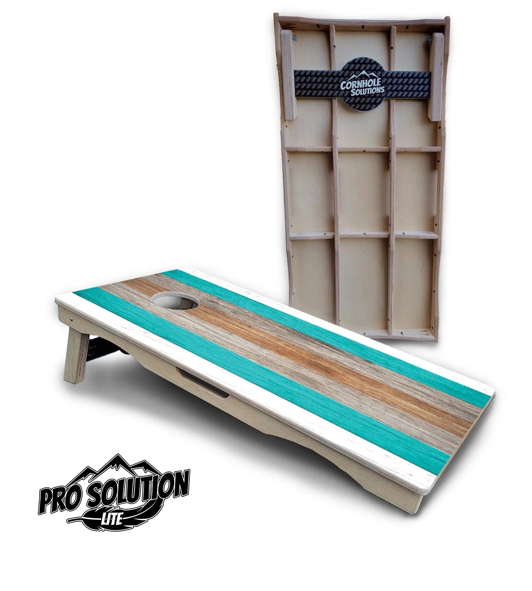 Beach Theme Stripe Cornhole Boards - Pro Solution Lite Series by Cornhole Solutions, custom cornhole board main product photo