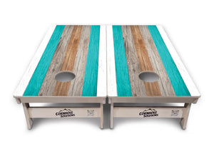 Beach Theme Stripe Cornhole Boards - Professional Tournament Series by Cornhole Solutions, custom cornhole board detail photo 2
