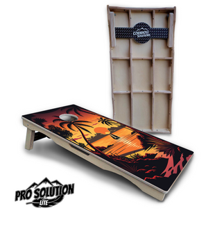 Beach Sunset Cornhole Boards - Pro Solution Lite Series by Cornhole Solutions, custom cornhole board detail photo 3