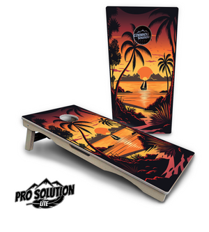 Beach Sunset Cornhole Boards - Pro Solution Lite Series by Cornhole Solutions, custom cornhole board detail photo 2