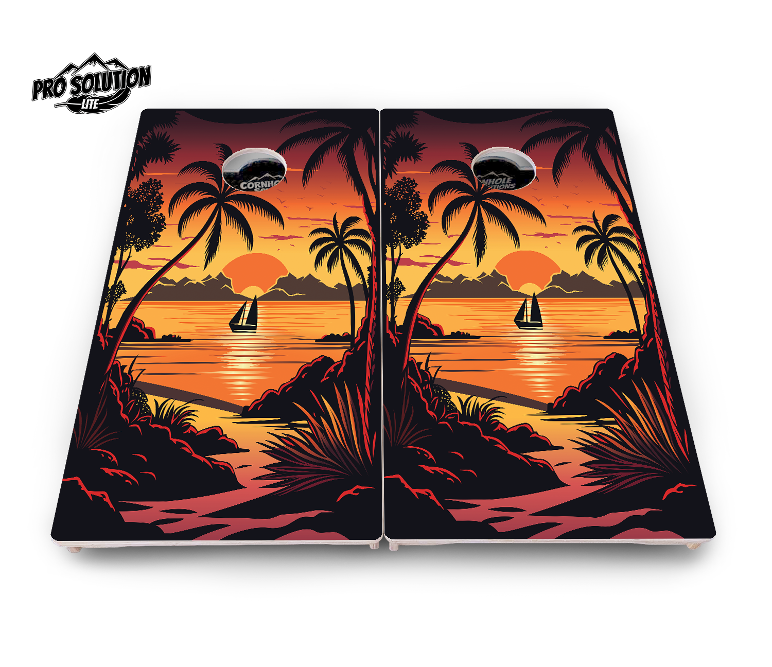 Beach Sunset Cornhole Boards - Pro Solution Lite Series by Cornhole Solutions, custom cornhole board detail photo 5