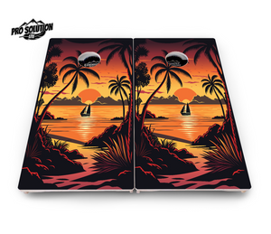Beach Sunset Cornhole Boards - Pro Solution Lite Series by Cornhole Solutions, custom cornhole board detail photo 5