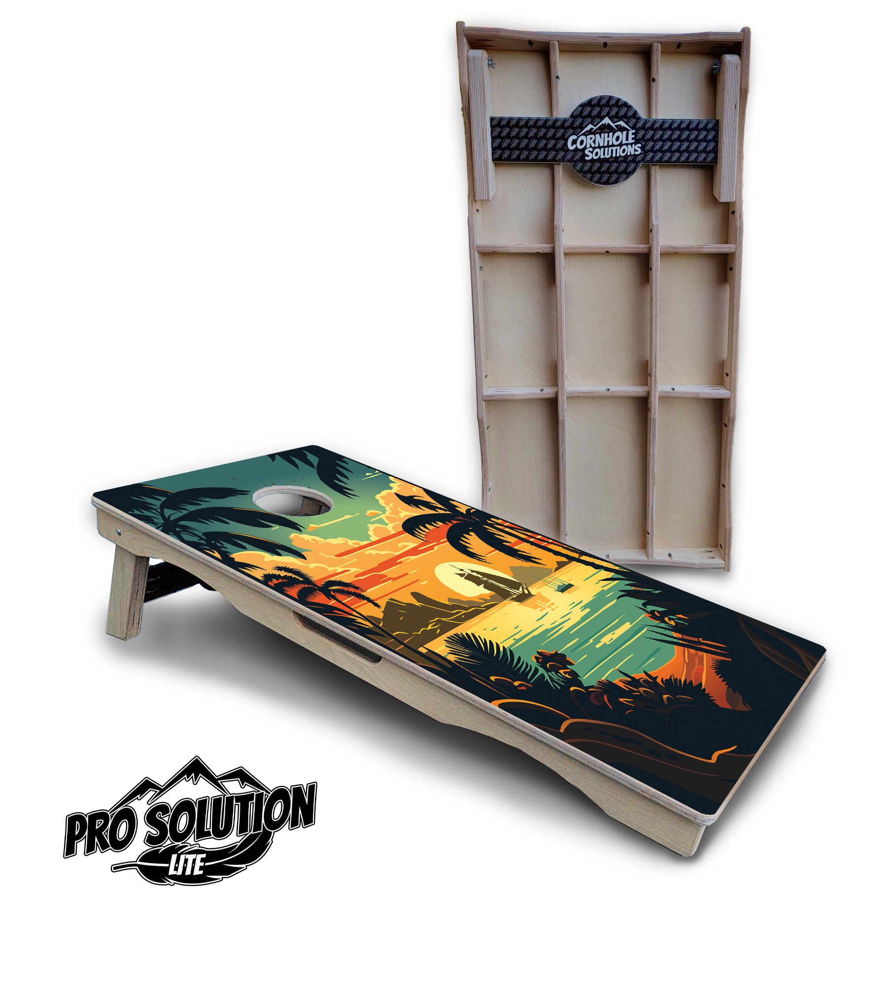 Beach Sunset Cornhole Boards - Pro Solution Lite Series by Cornhole Solutions, custom cornhole board detail photo 6