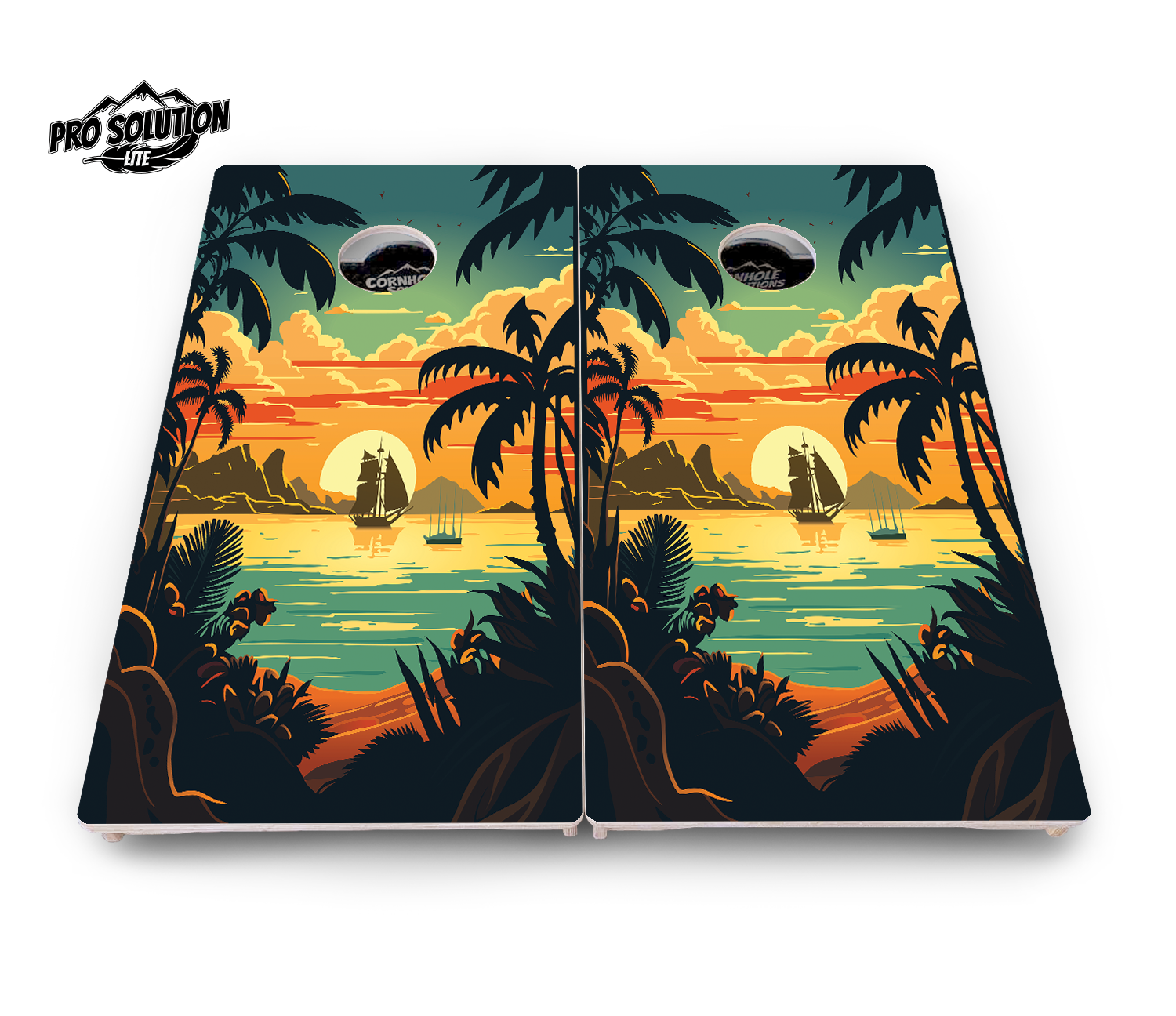 Beach Sunset Cornhole Boards - Pro Solution Lite Series by Cornhole Solutions, custom cornhole board detail photo 7