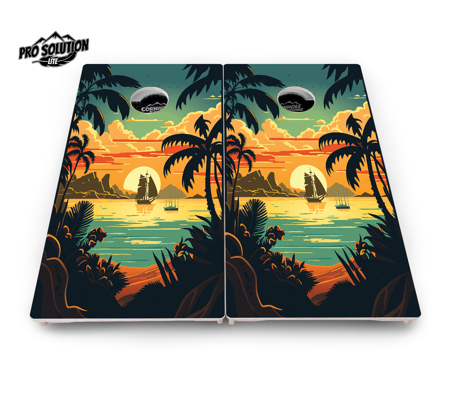 Beach Sunset Cornhole Boards - Pro Solution Lite Series