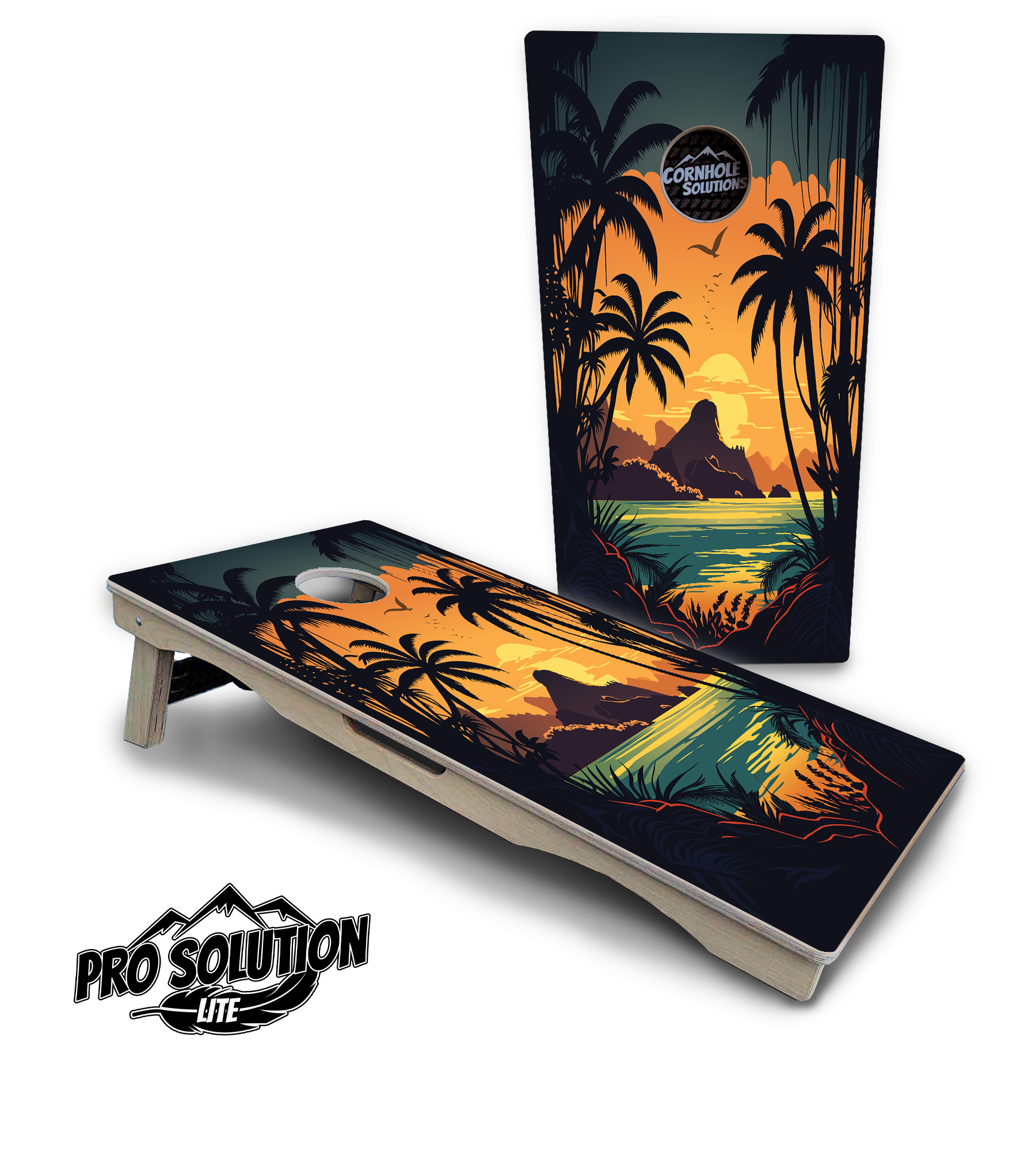 Beach Sunset Cornhole Boards - Pro Solution Lite Series by Cornhole Solutions, custom cornhole board detail photo 9