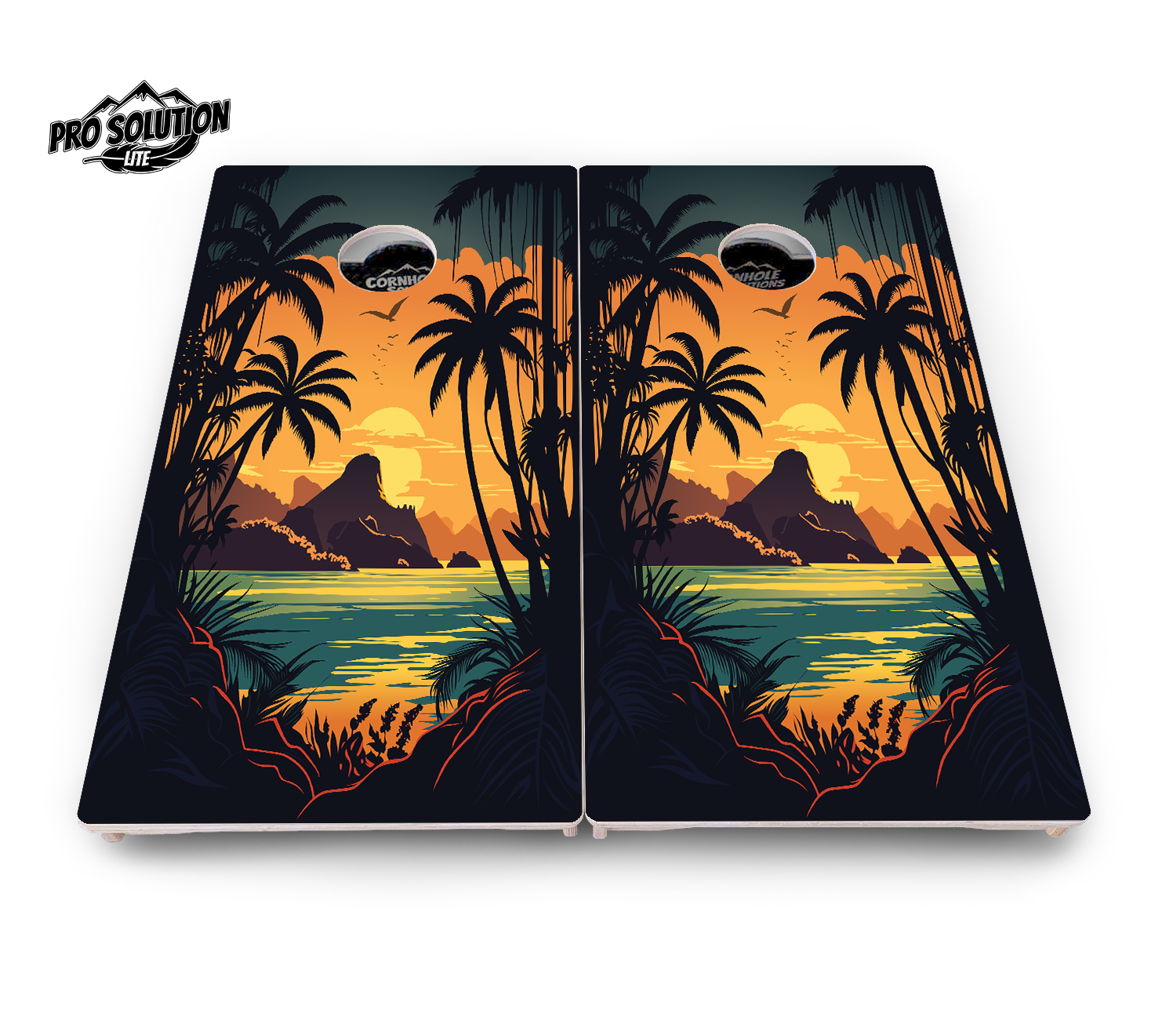 Beach Sunset Cornhole Boards - Pro Solution Lite Series by Cornhole Solutions, custom cornhole board detail photo 10