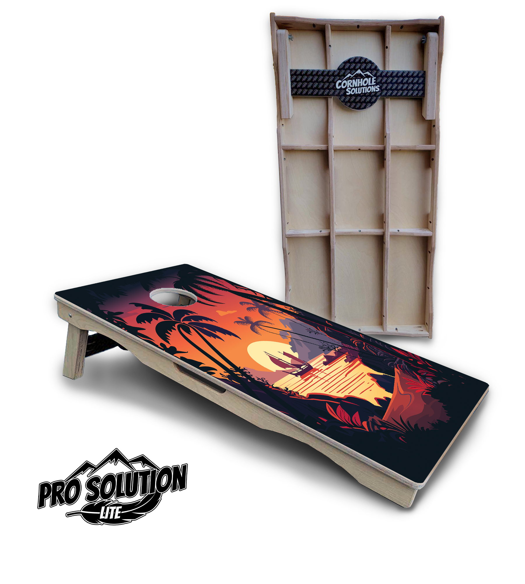 Beach Sunset Cornhole Boards - Pro Solution Lite Series by Cornhole Solutions, custom cornhole board detail photo 11