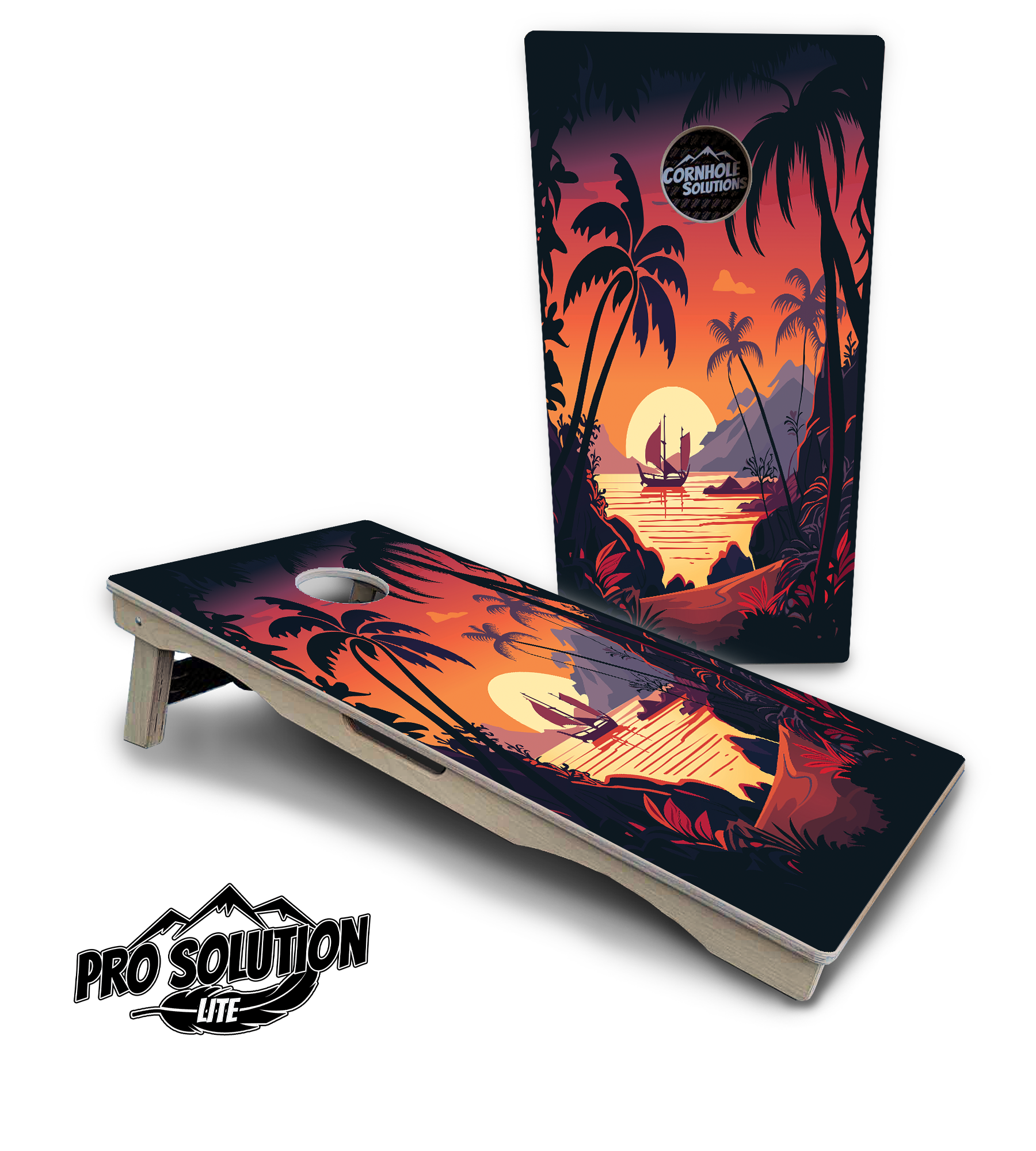 Beach Sunset Cornhole Boards - Pro Solution Lite Series by Cornhole Solutions, custom cornhole board detail photo 12
