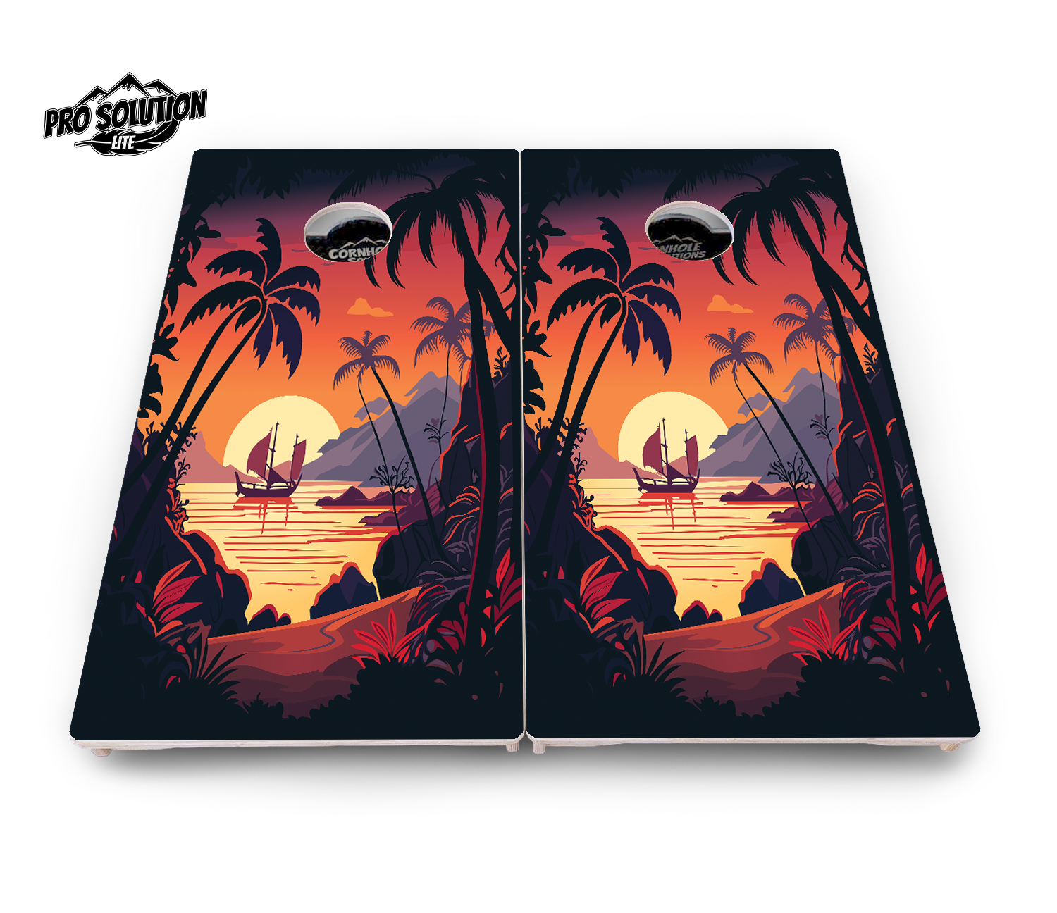 Beach Sunset Cornhole Boards - Pro Solution Lite Series by Cornhole Solutions, custom cornhole board detail photo 13