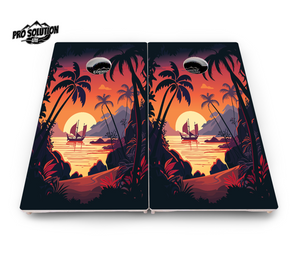 Beach Sunset Cornhole Boards - Pro Solution Lite Series by Cornhole Solutions, custom cornhole board detail photo 13