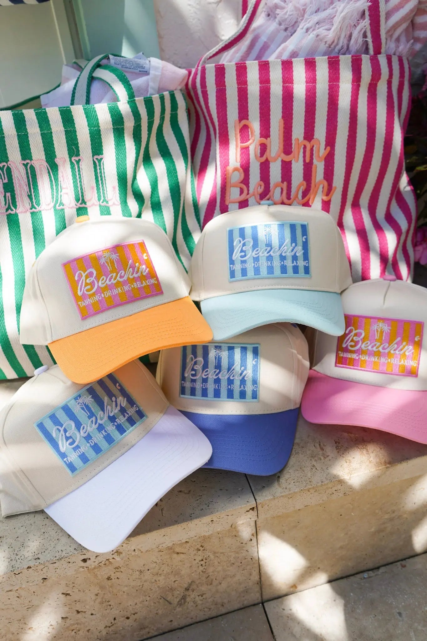 Beachin' - Vintage Trucker Hat by KenzKustomz, Southern lifestyle apparel detail photo 2