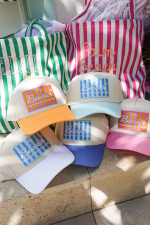 Beachin' - Vintage Trucker Hat by KenzKustomz, Southern lifestyle apparel detail photo 2