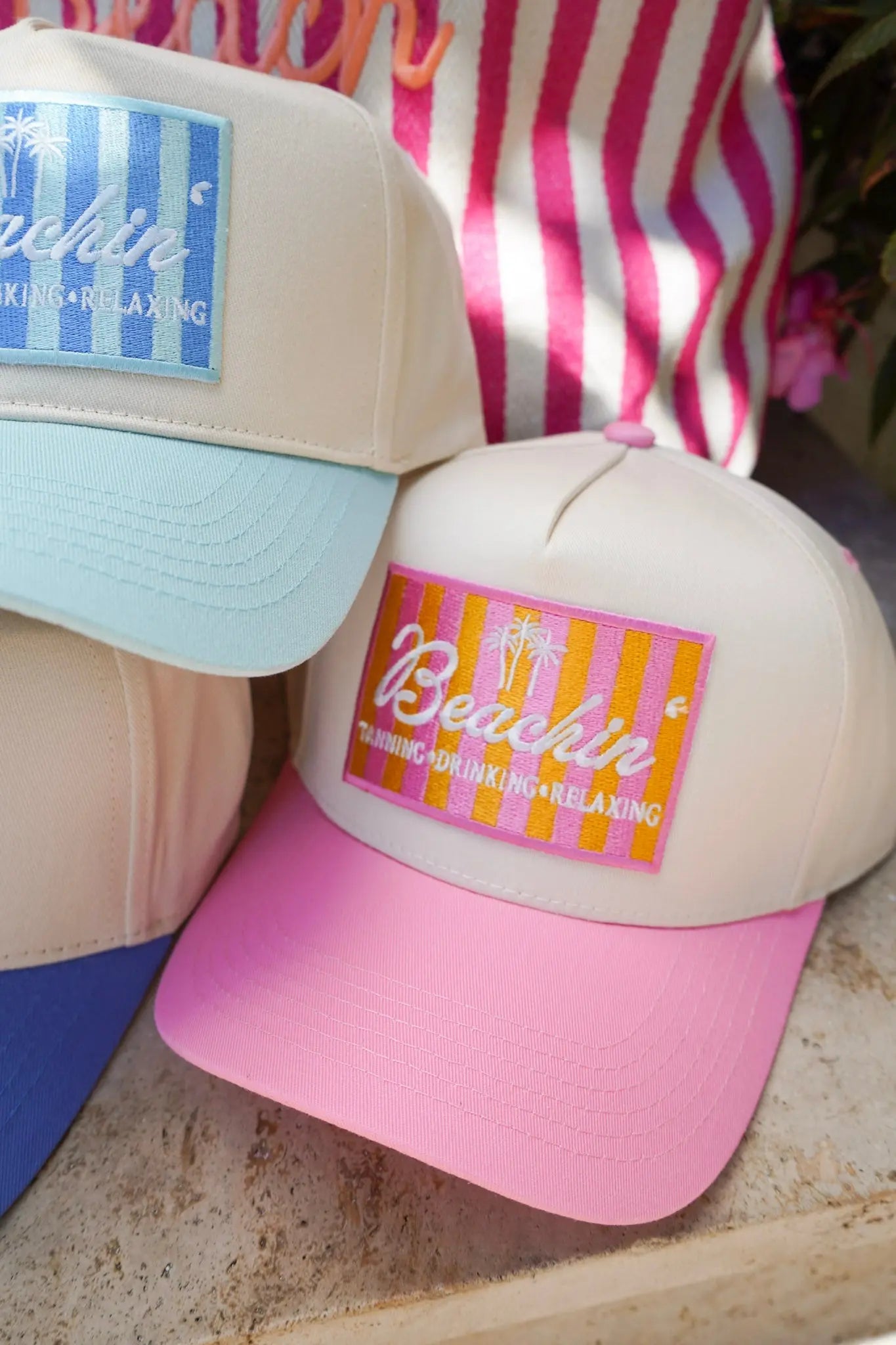 Beachin' - Vintage Trucker Hat by KenzKustomz, Southern lifestyle apparel detail photo 4