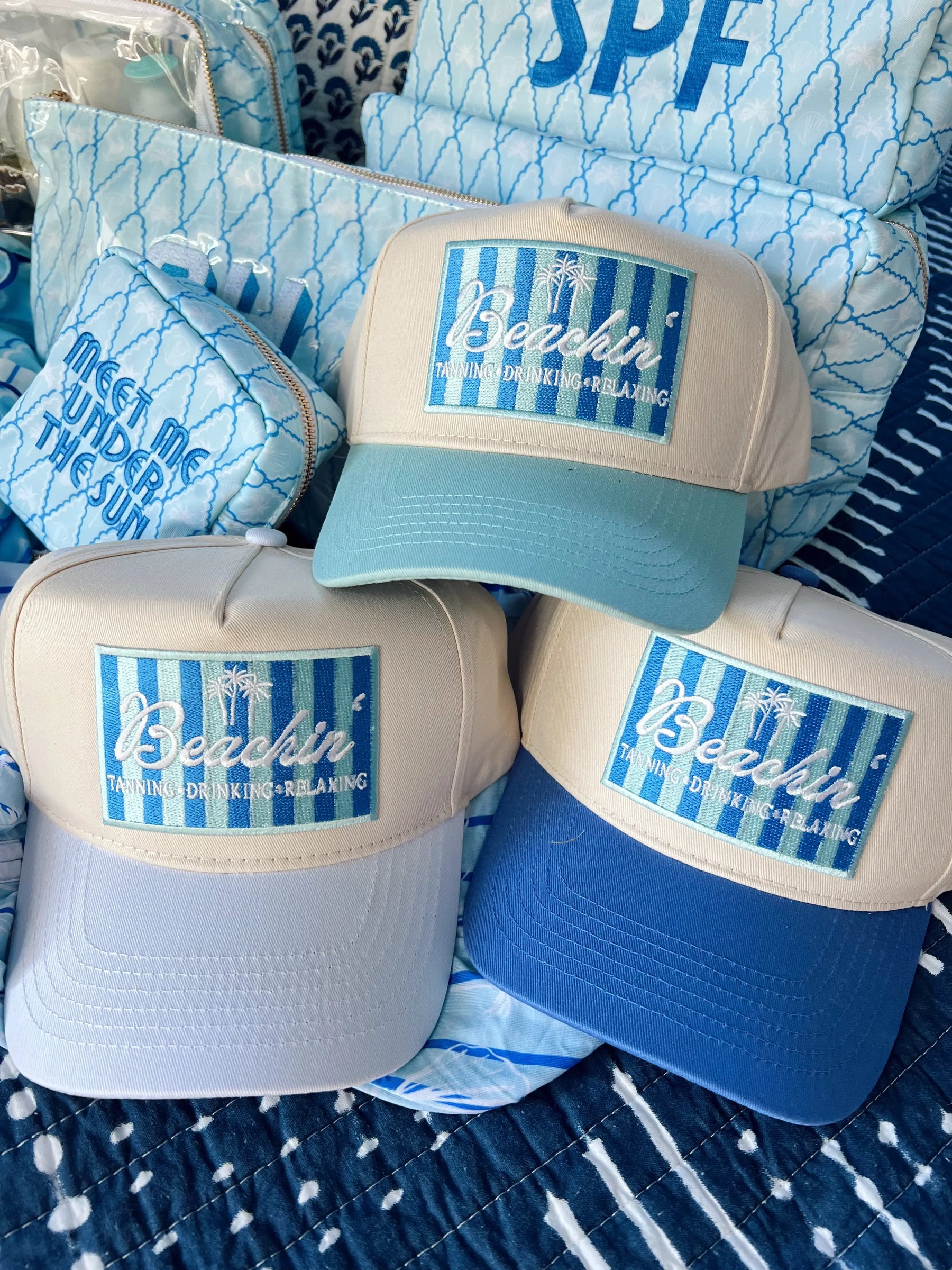 Beachin' - Vintage Trucker Hat by KenzKustomz, Southern lifestyle apparel detail photo 6