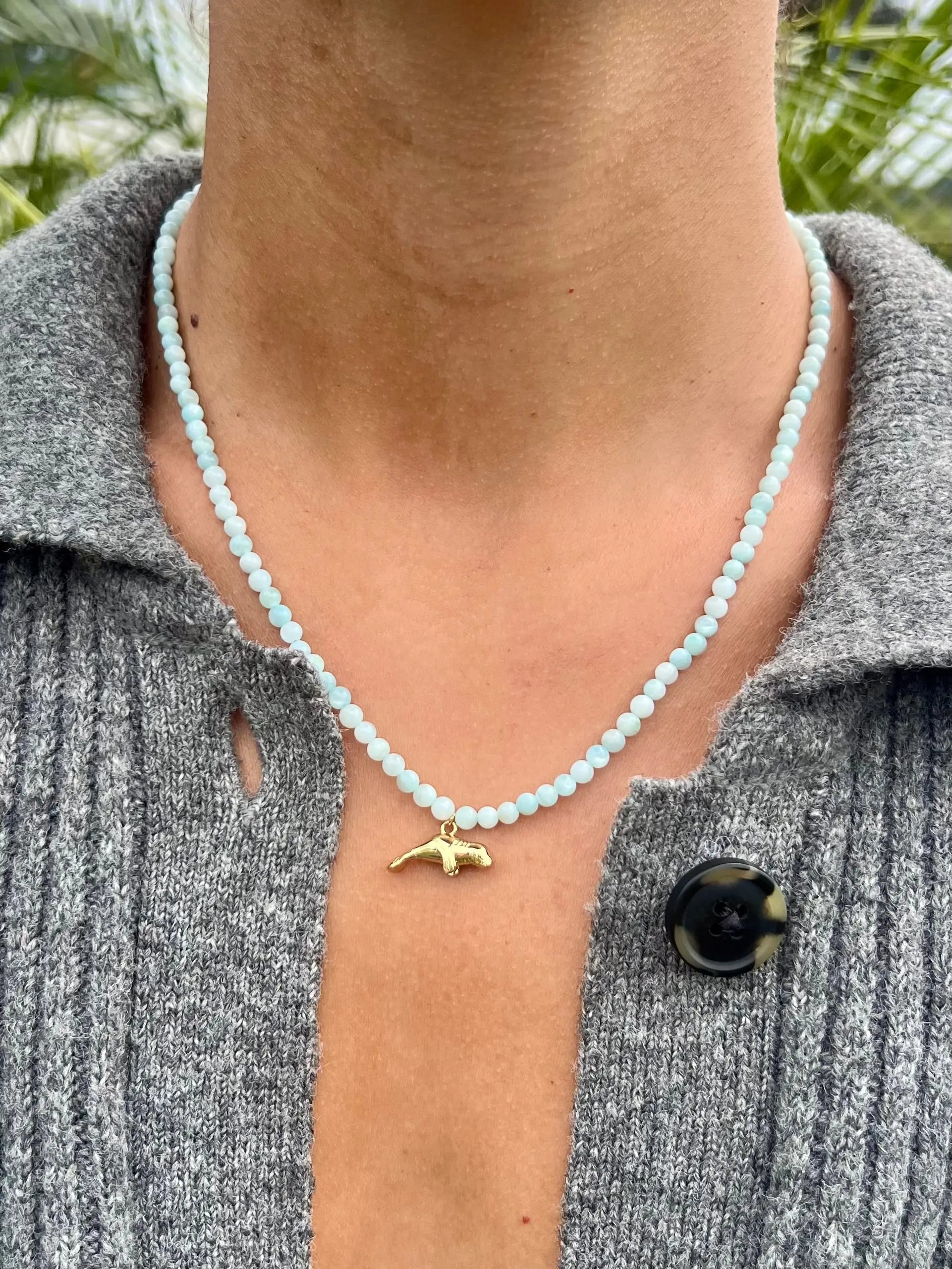 Beaded Manatee Necklace by HALT, handmade jewelry main product photo