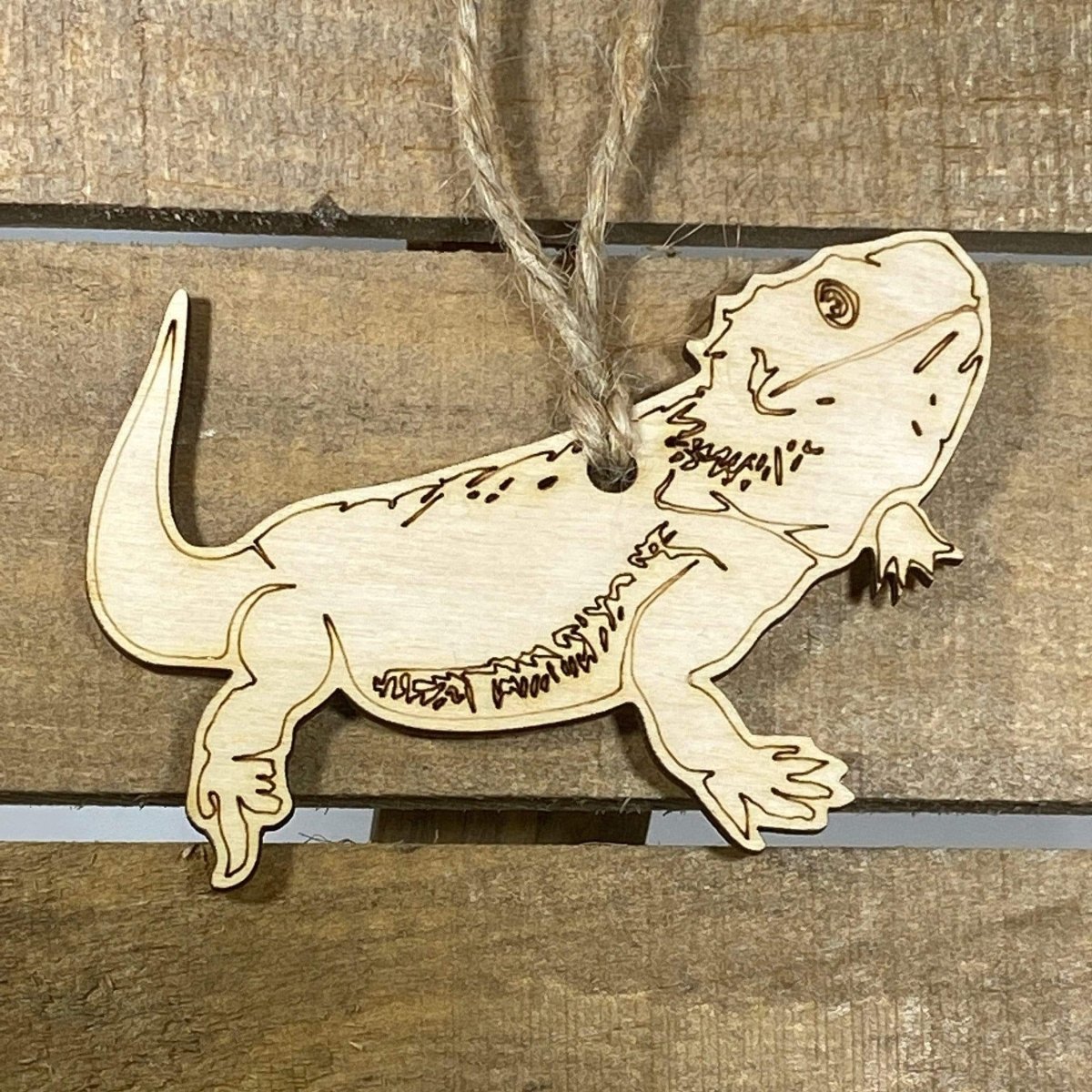 Bearded Dragon Wooden Christmas Ornament | Reptile Holiday Decor by Cate's Concepts, LLC, Southern home decor main product photo