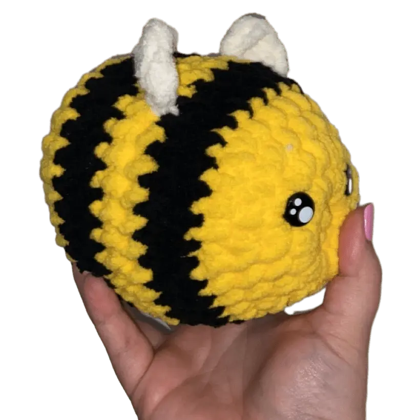 Benson the Bee - Handmade Amigurumi Plush Crochet Bee Stuffed Animal by Klassy Krafts, 3D printed toy main product photo