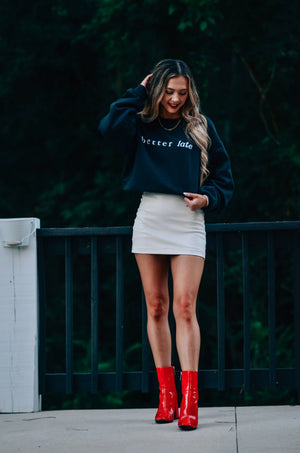 Better Late Than Ugly Sweatshirt by Southern Bliss Company, Southern lifestyle apparel detail photo 2
