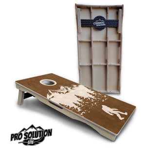 Bigfoot Mountain Scene Cornhole Boards - Pro Solution Lite Series by Cornhole Solutions, custom cornhole board main product photo