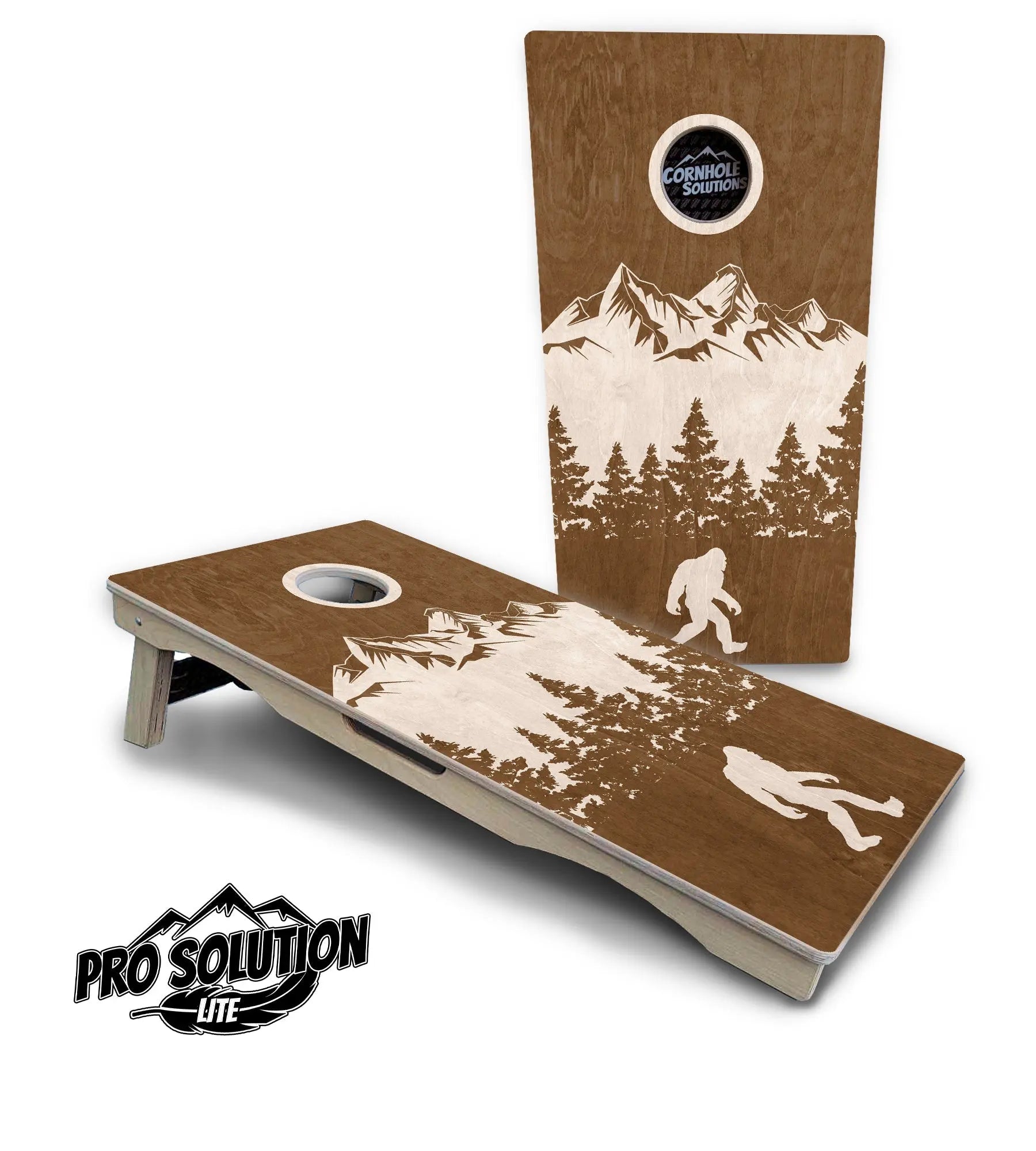 Bigfoot Mountain Scene Cornhole Boards - Pro Solution Lite Series by Cornhole Solutions, custom cornhole board detail photo 2